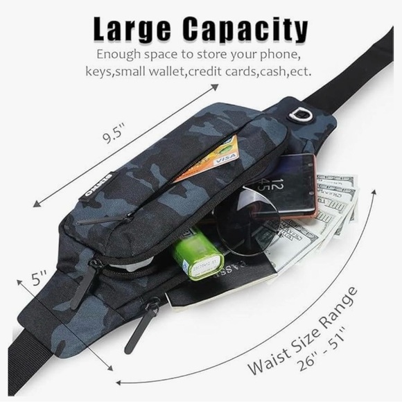 SINNO Large Fanny Pack in Camouflage Print - UNISEX - Picture 10 of 12